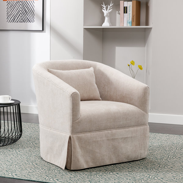 360-Degree Swivel Upholstered Armchair with Accent Pillow